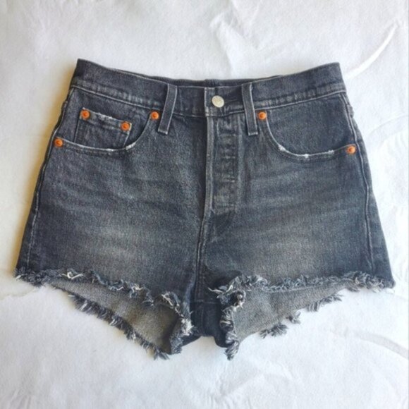 Levi's 501 Dark Wash Jean Shorts Size 25 - Picture 1 of 7